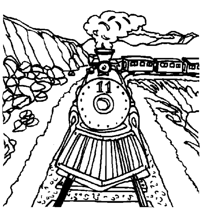 Plansa de colorat cu Tren 4 34